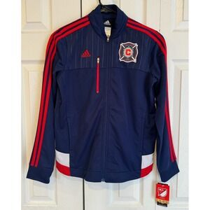 NEW Adidas MLS Chicago Fire Soccer FC Jacket Blue Red White Women's Size Medium